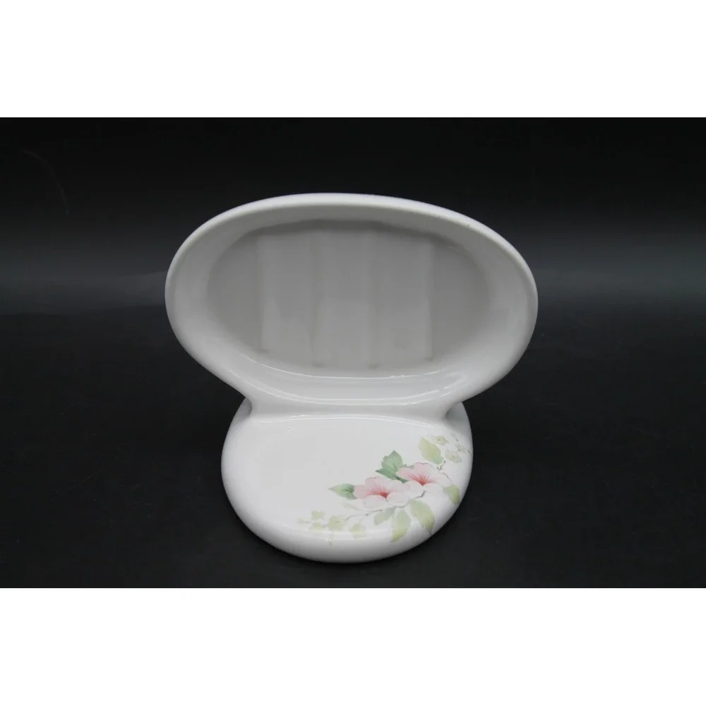 Vintage Ceramic Bathroom Fixtures Set of 3 Floral Toilet Paper Holders Soap Dish